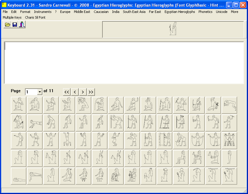Hieroglyphs Keyboard, pag. 1